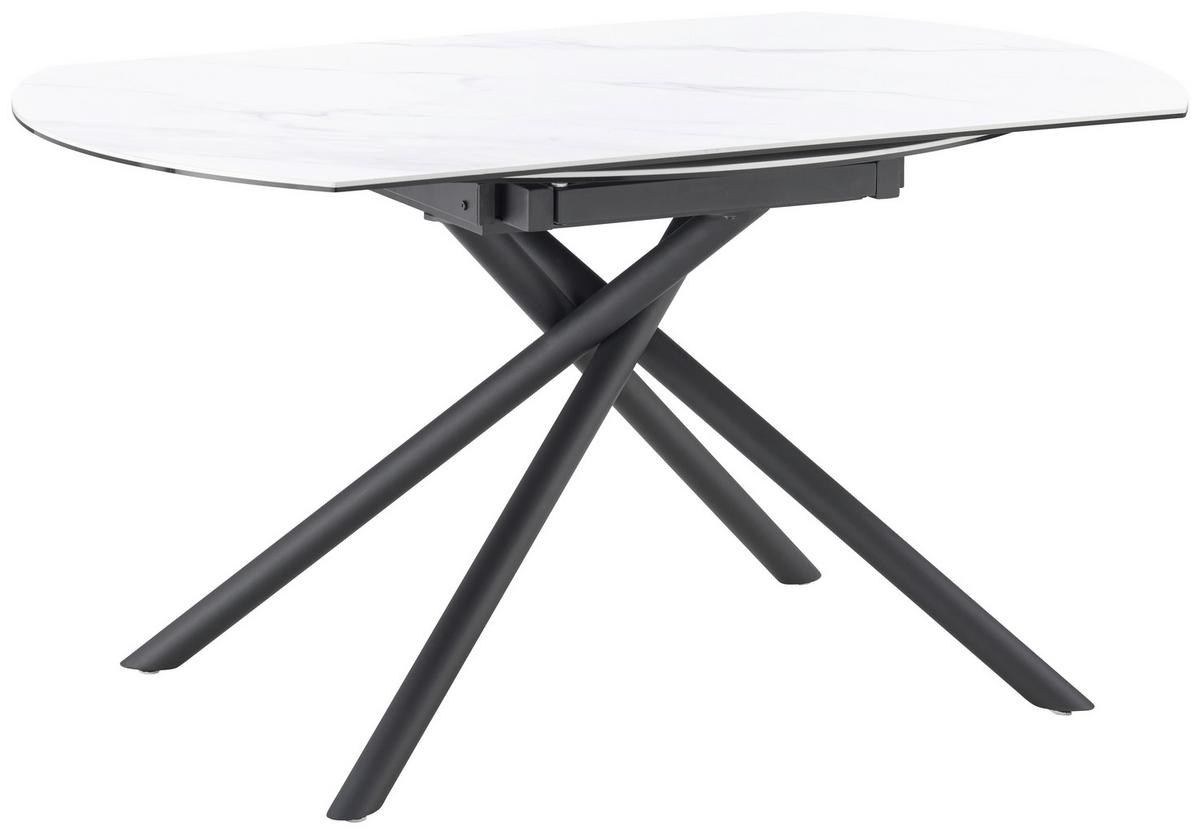 Jedilna Miza Tiana, Bela, Keramika, 90-140x40 - črna/bela, Trendi, kovina/steklo (90-140/76/140cm) - MID.YOU