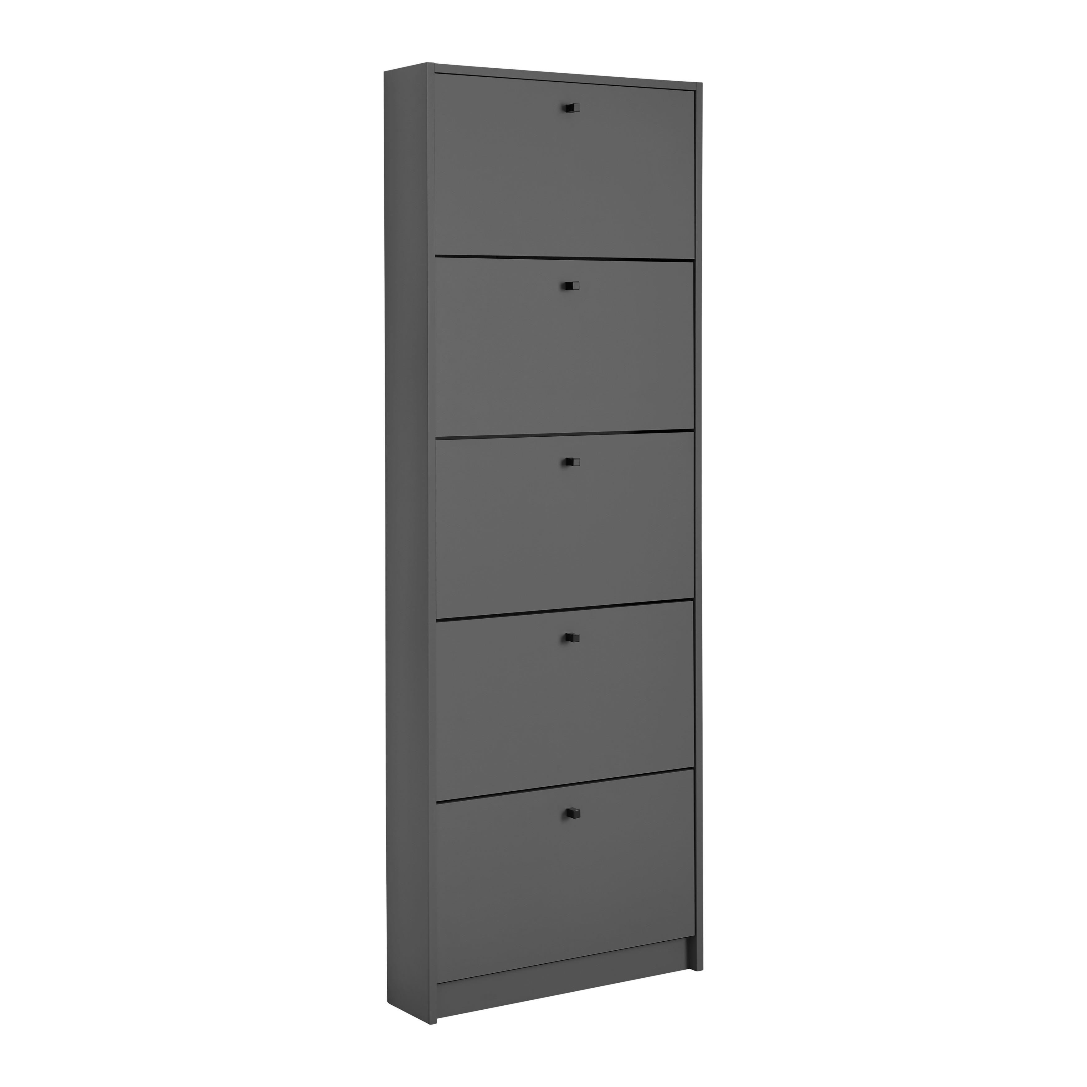 Schuhkipper Flap in Anthrazit - Anthrazit/Schwarz, MODERN, Holzwerkstoff/Metall (60/168/16cm) - Mömax