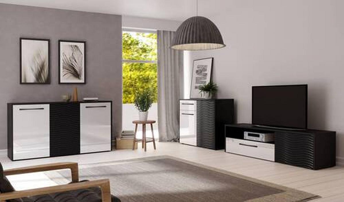 Tv-element Karlshamn - črna/bela, Moderno, kovina/umetna masa (164,2/47,2/42cm) - Mömax