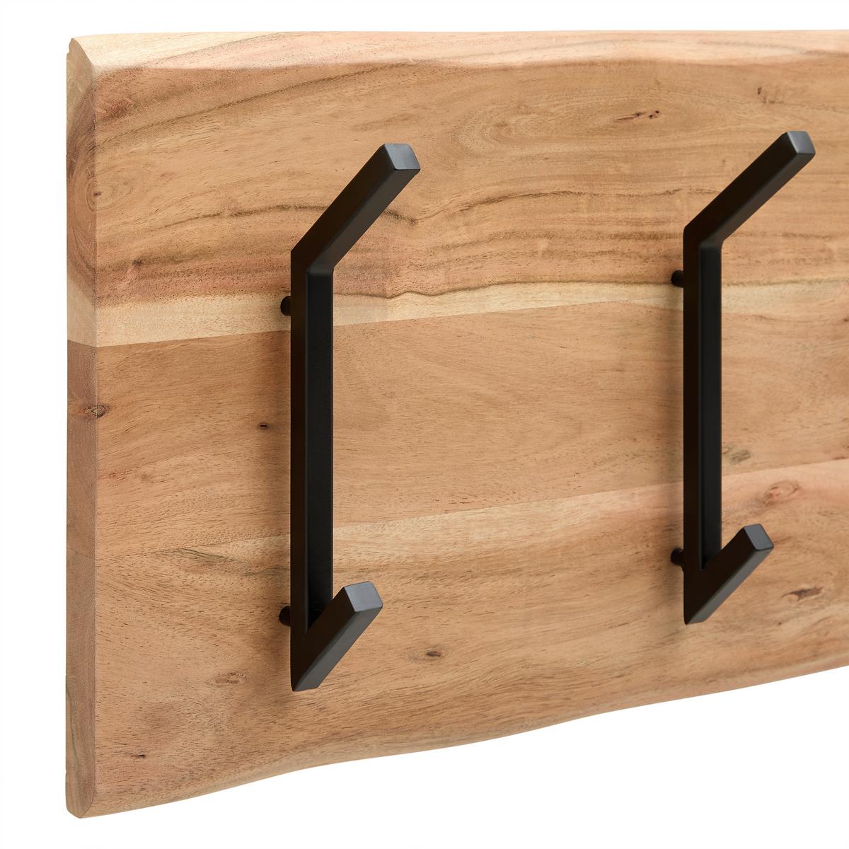 Wandgarderobe Rivera 4 Schwarz/Akaziefarben - Schwarz/Akaziefarben, KONVENTIONELL, Holz/Metall (90/36/12cm) - Mömax