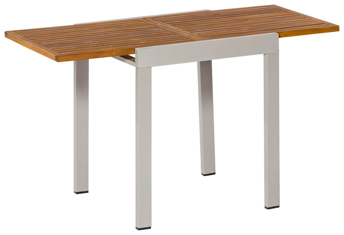 Miza Za Balkon Gardenson, Raztegljiva, 65-130x65 - srebrne barve/naravne barve, Moderno, kovina/les (65-130/75/65cm) - Gardenson