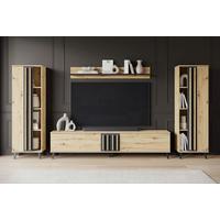 Dnevni Regal Helsinki 1, Barva Hrasta, 4-Delno - črna/hrast artisan, Trend, umetna masa/leseni material (270/140/33cm)
