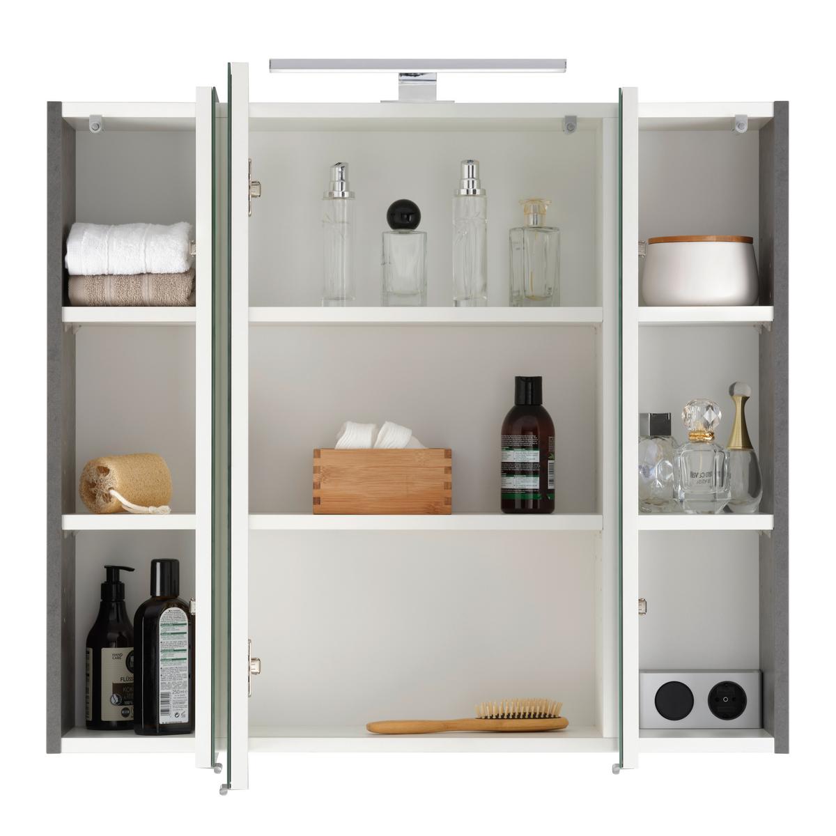 Omara Z Ogledalom Carin -Exklusiv-, Temno Siva, Led - barve kroma/temno siva, Moderno, steklo/leseni material (80/70/20cm) - Mömax
