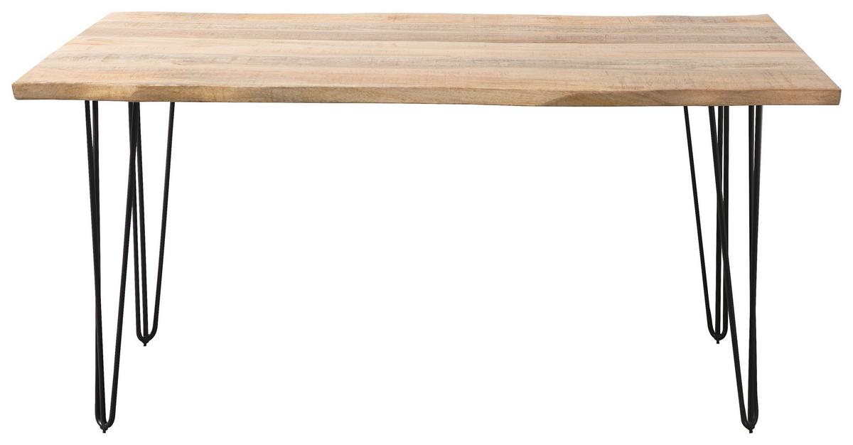 Esstisch Magnus Naturfarben/Schwarz - Schwarz/Naturfarben, Natur, Holz/Metall (160/90/77cm) - Zandiara