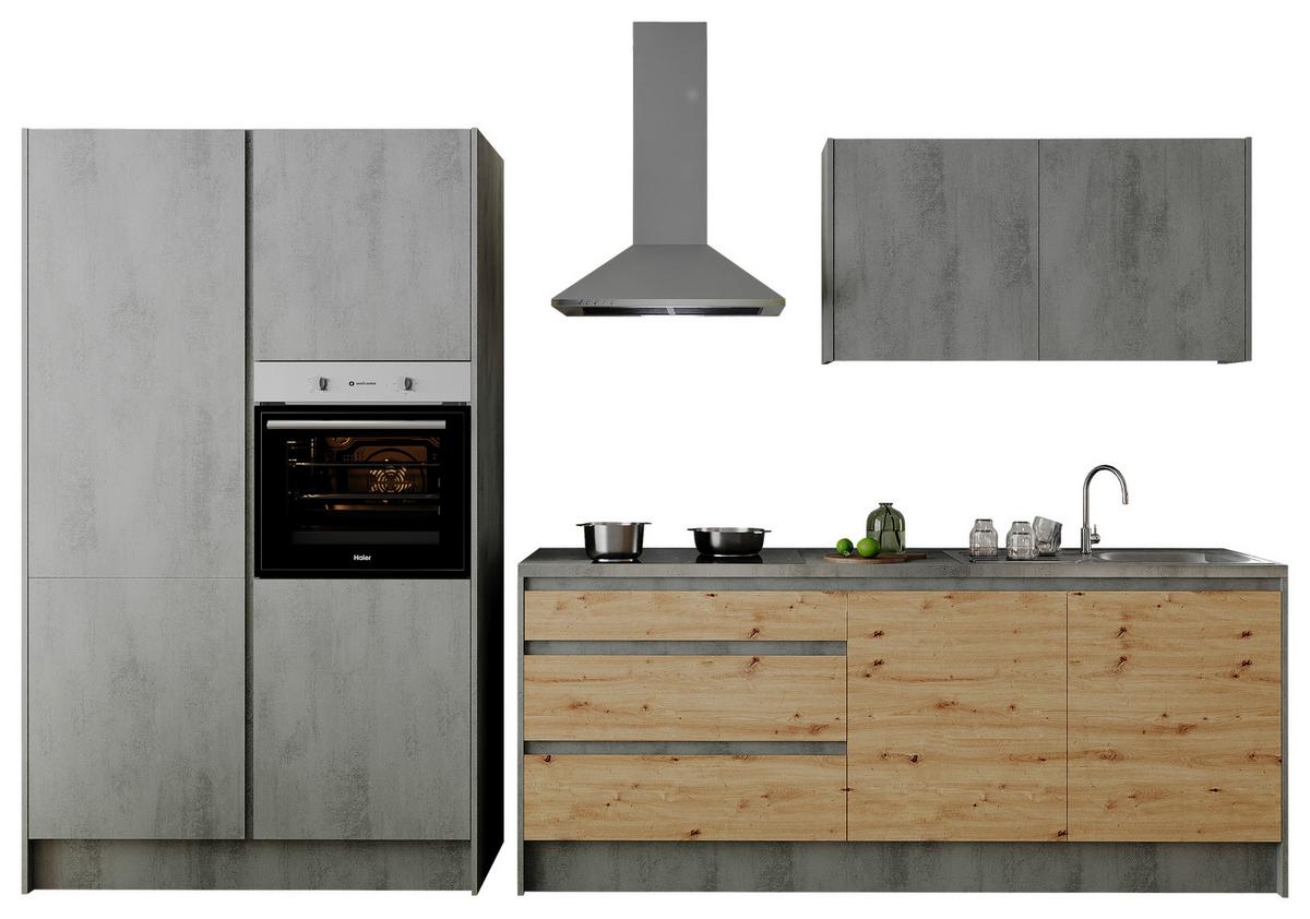 Küchenblock in Anthrazit/ Eichefarben ´TROJA+E´ - Anthrazit/Eiche Artisan, Design, Holzwerkstoff (335cm) - P & B