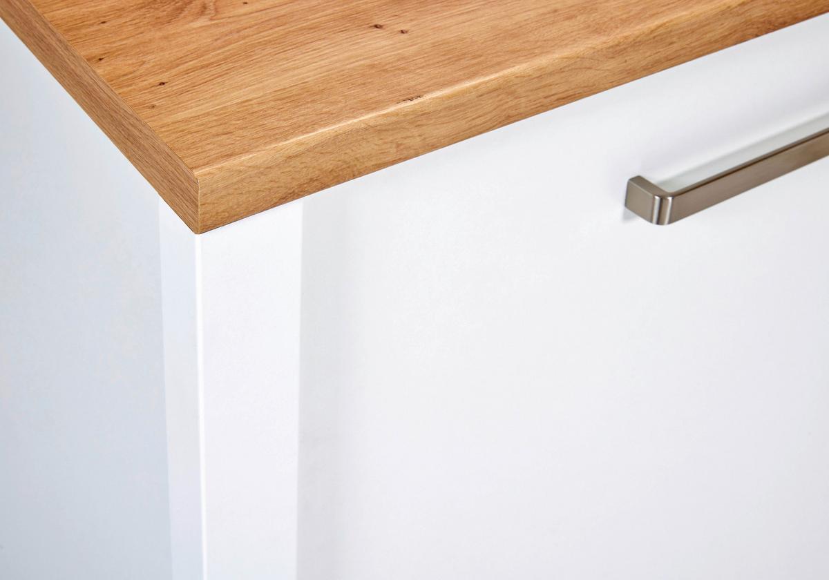Spülenunterschrank Sicilia Weiß/Eiche Artisan - Silberfarben/Weiß, MODERN, Holzwerkstoff/Metall (130,3/92/60cm) - Mömax