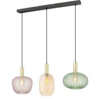 Hängeleuchte Bunti Multicolor max. 25 Watt - Pink/Goldfarben, MODERN, Glas/Metall (98.5/26/120cm)