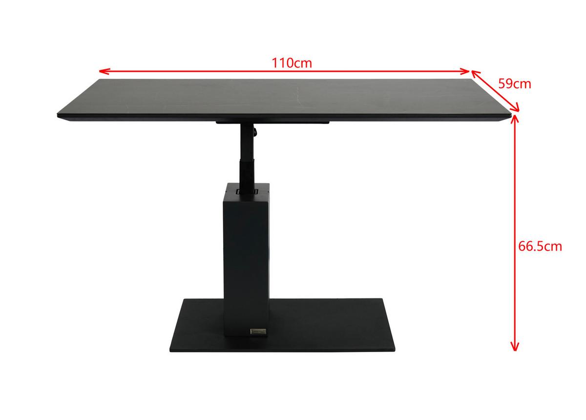 STOLIK KAWOWY MILANO -EXKLUSIV- - antracytowy/czarny, Design, materiał drewnopochodny/metal (110/59/47-66cm) - Dieter Knoll