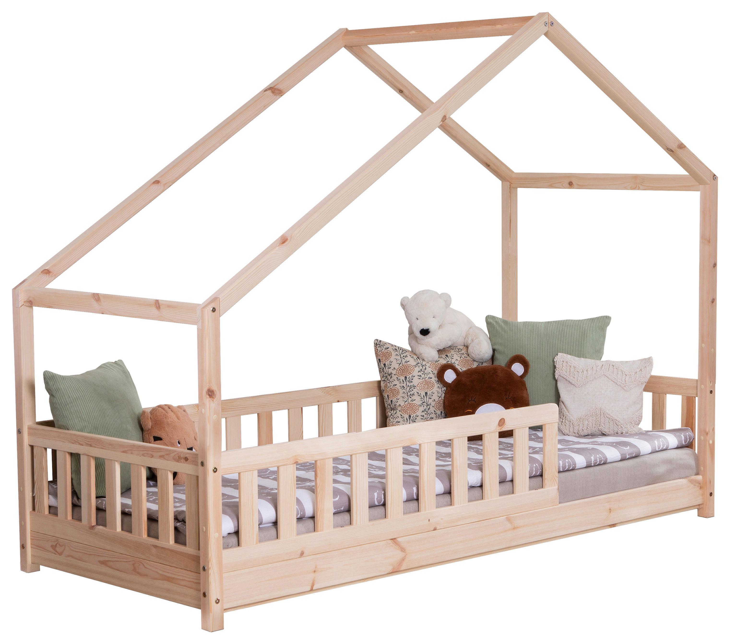 Hausbett Lou ca. 120x200 cm Holz - Naturfarben/Weiß, MODERN, Holz/Textil (120/200cm) - MID.YOU