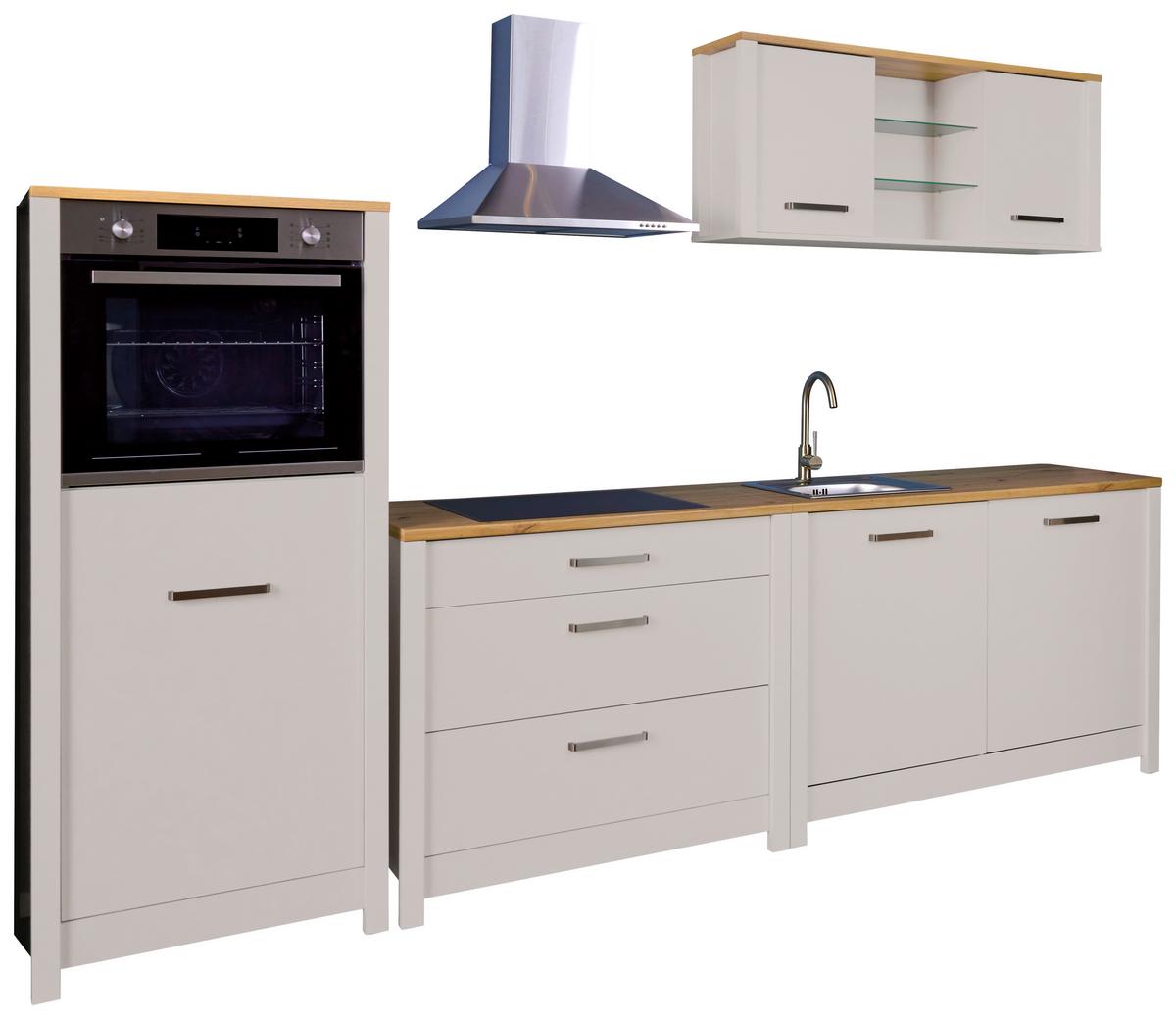 Küchenleerblock Bundle 4 o. Geräte Kaschmir - Kaschmir/Silberfarben, MODERN, Glas/Holzwerkstoff (300cm) - home24