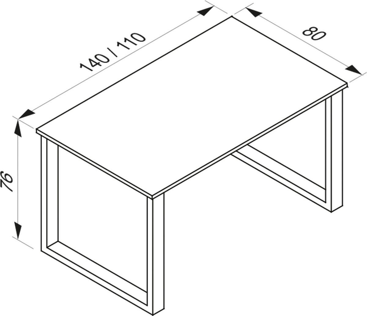 Pisalna Miza Lona, Hrast, 140x80cm - bela/hrast sonoma, Moderno, kovina/leseni material (140/80/76cm) - MID.YOU