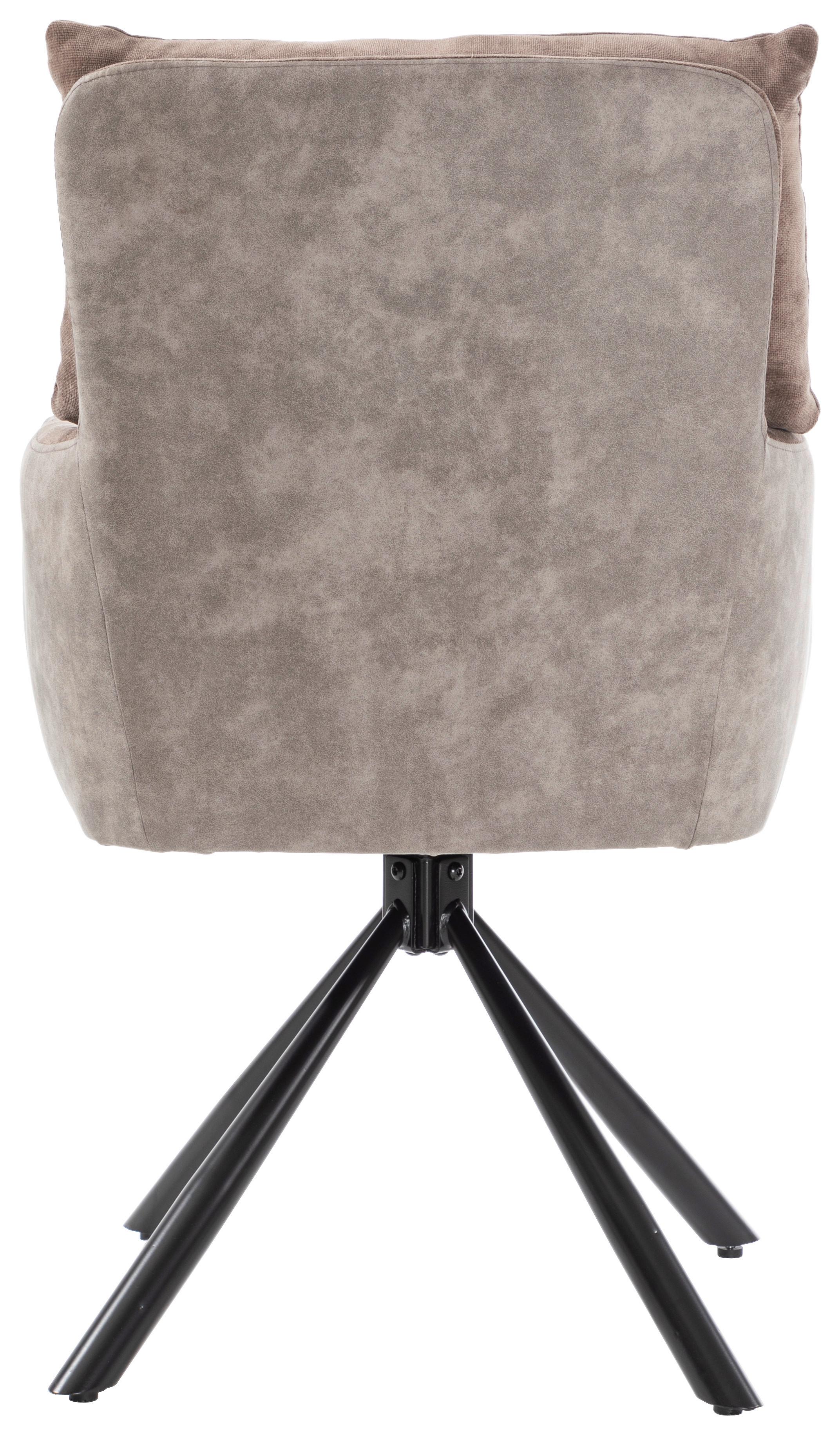 STOL MED ARMSTÖD SOPHIE - brun/svart, Modern, metall/textil (60/93/67cm) - Premium Living