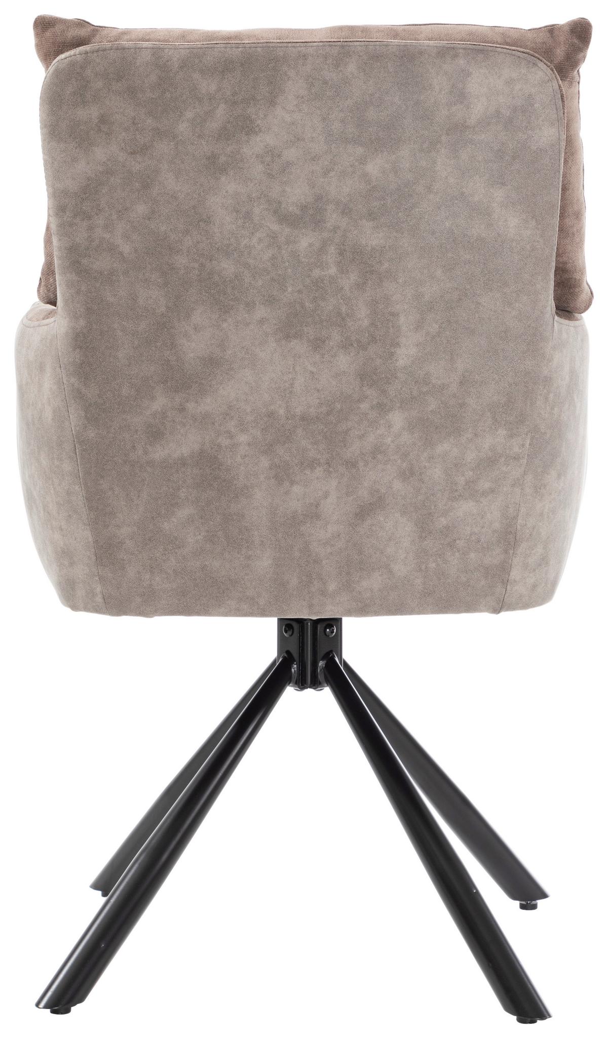 Armlehnstuhl Sophie Braun - Schwarz/Braun, MODERN, Textil/Metall (60/93/67cm) - Premium Living