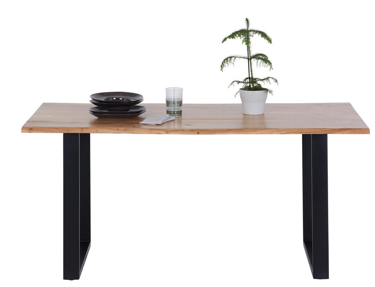 Jedilna Miza Mundra, Masivno, 160x90 - črna/barve akacije, Konvencionalno, kovina/les (160/76/90cm)