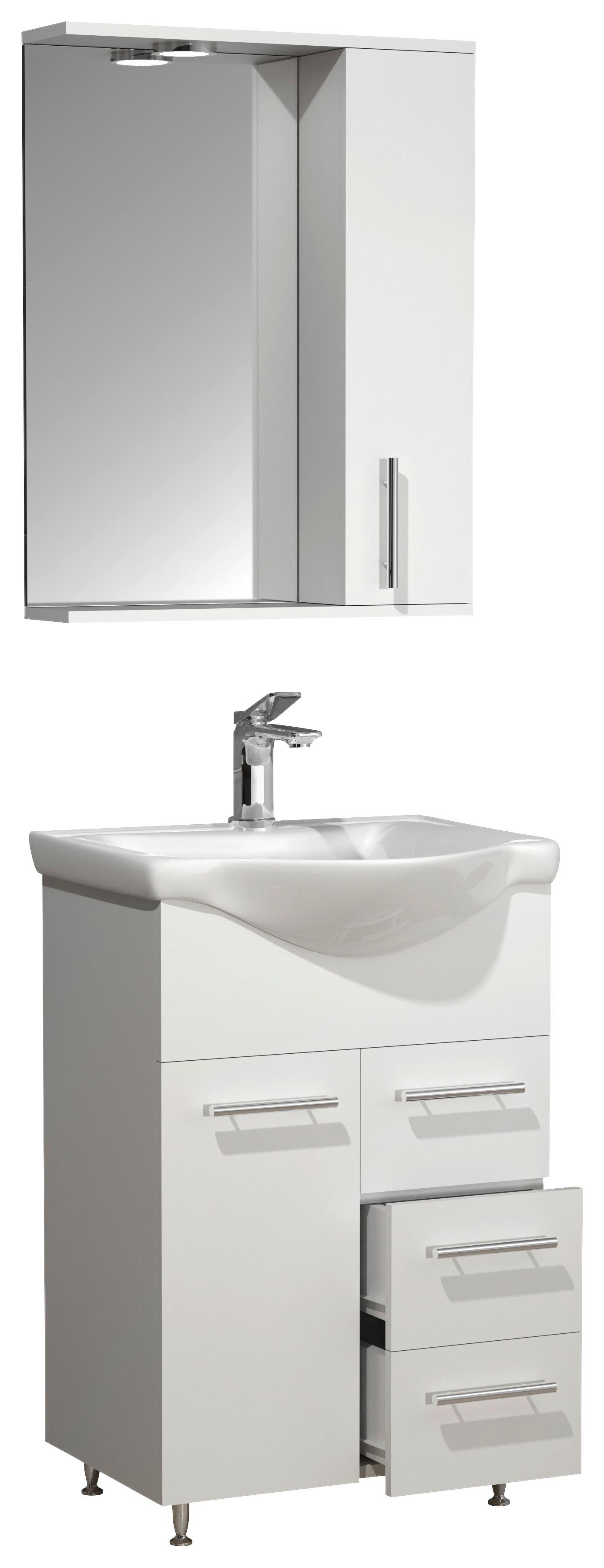 BADEZIMMER LISALO L - Weiss/Silberfarben, Modern, Glas/Keramik (55cm) - MID.YOU