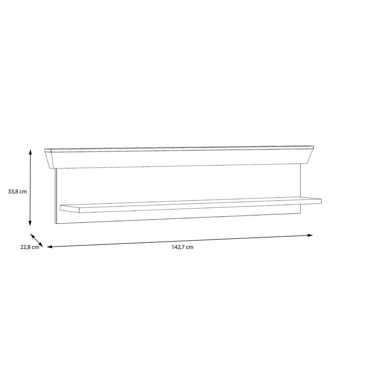 Poliță de perete CANNES - culoare lemn stejar, Romantik / Landhaus, plastic/metal (143/33/23cm) - Premium Living