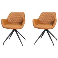 ARMLEHNSTUHL-SET GABI - Cognac, KONVENTIONELL, Textil/Metall (62/82/61cm) - MID.YOU