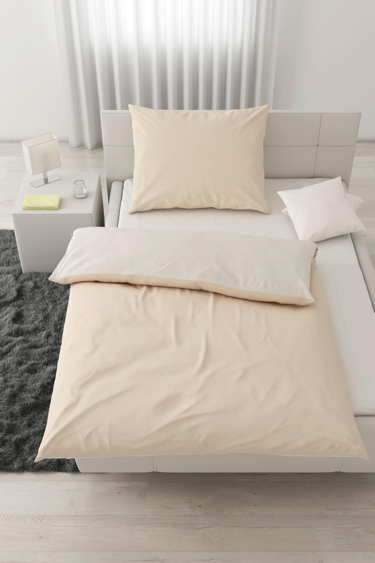 BETTWÄSCHESET ANNIKA - Weiss/Beige, Textil (160/210cm) - Modern Living