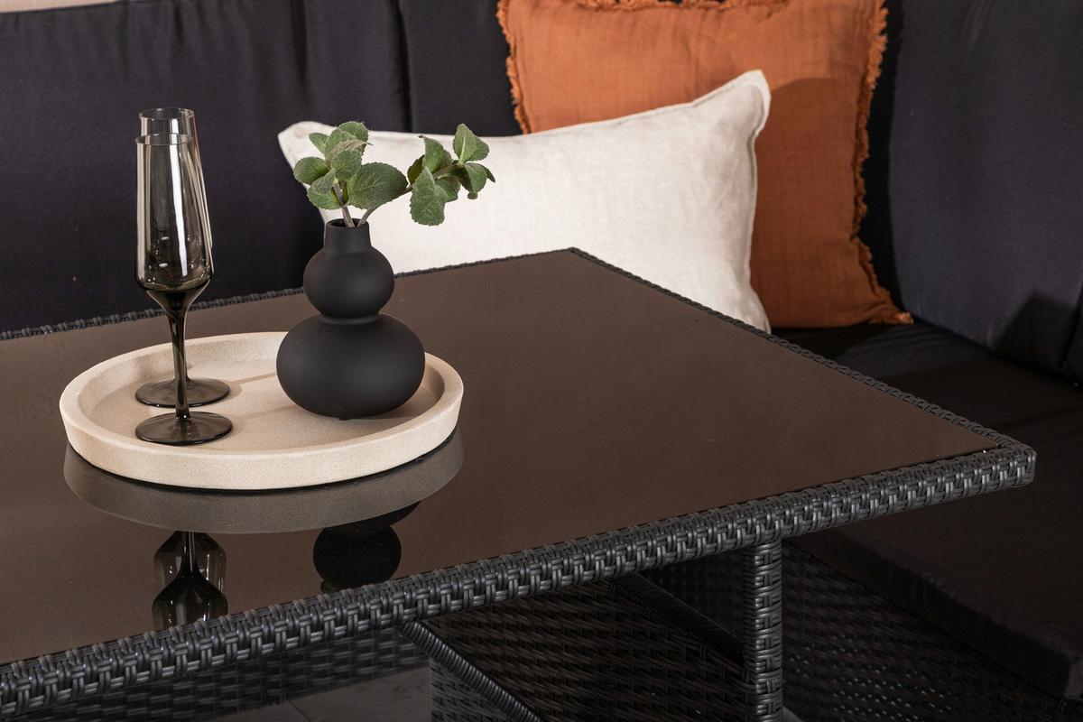 Dining-Loungeset Knock Schwarz - Schwarz, KONVENTIONELL, Kunststoff - Gardenson