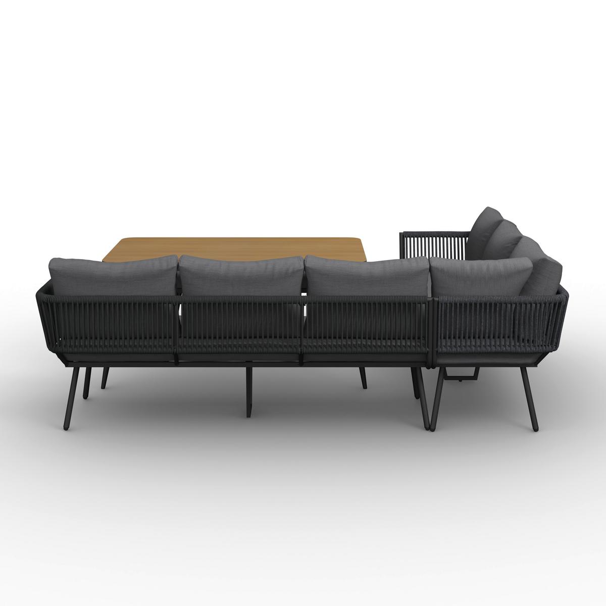 Jedilna Lounge Garnitura Camea, Temno Siva, 3-Delno - temno siva/barve hrasta, Moderno, kovina/umetna masa - Bessagi Garden