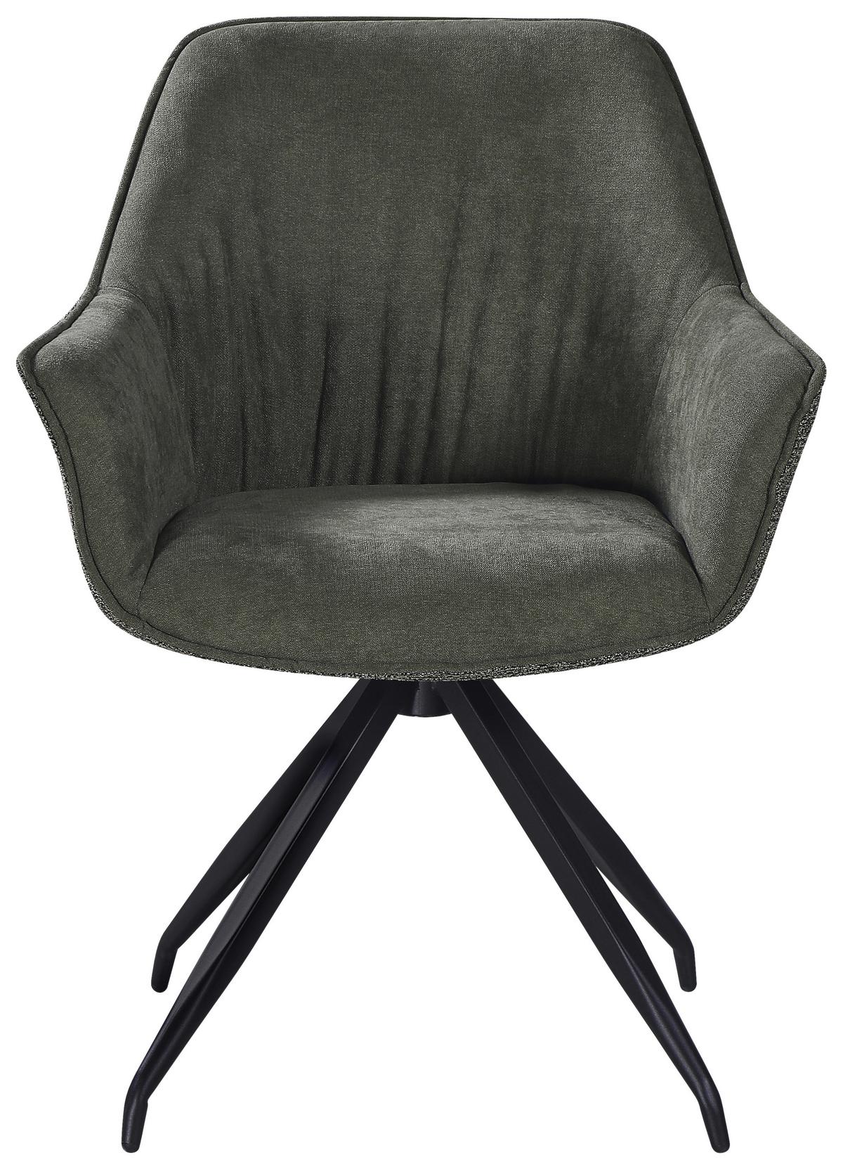 Armlehnstuhl Nova Grün - Schwarz/Grün, MODERN, Textil/Metall (64/85/62cm) - Premium Living