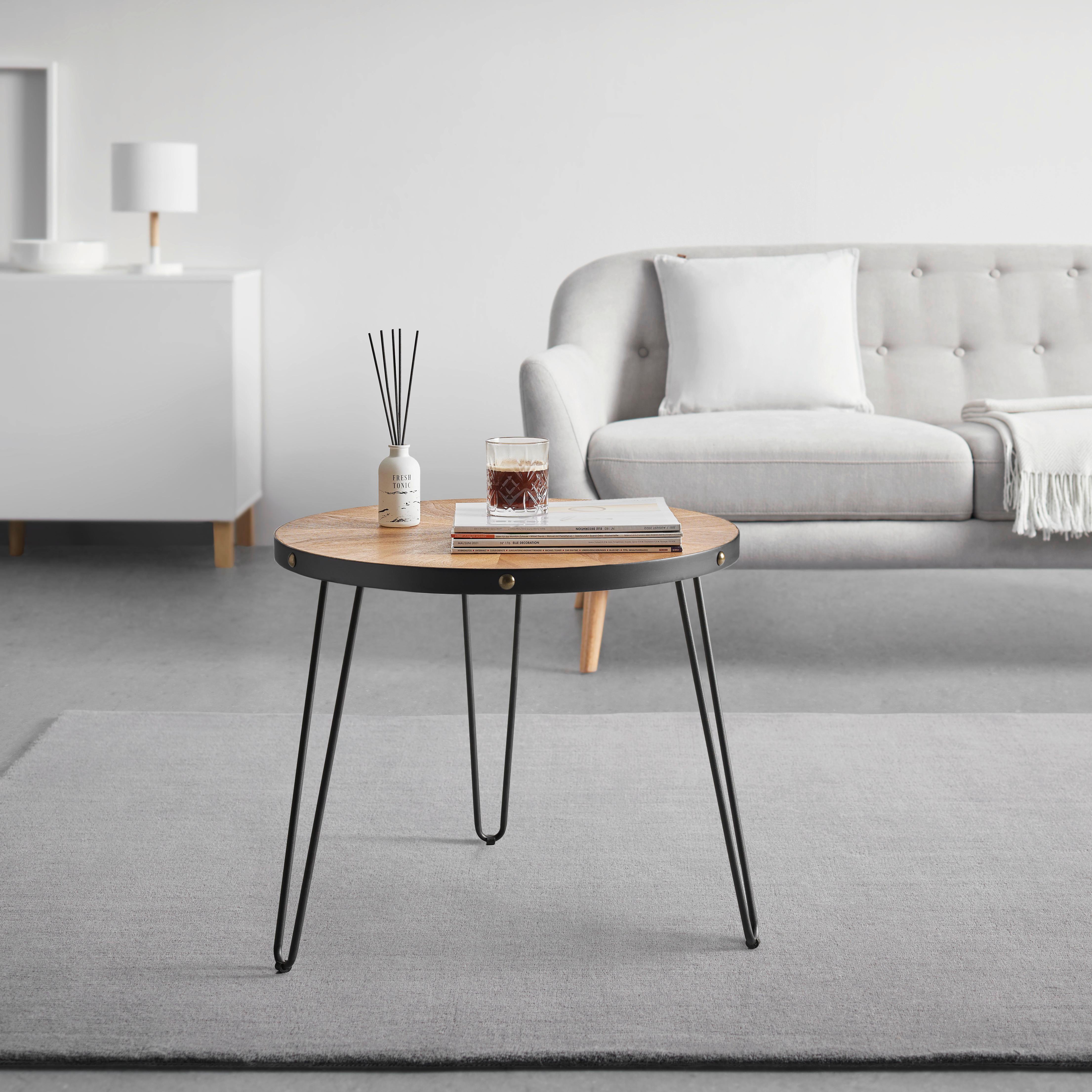 SOFFBORD NOEL - svart/naturfärgad, Romantik / Lanthus, metall/trämaterial (60/51cm) - Mömax