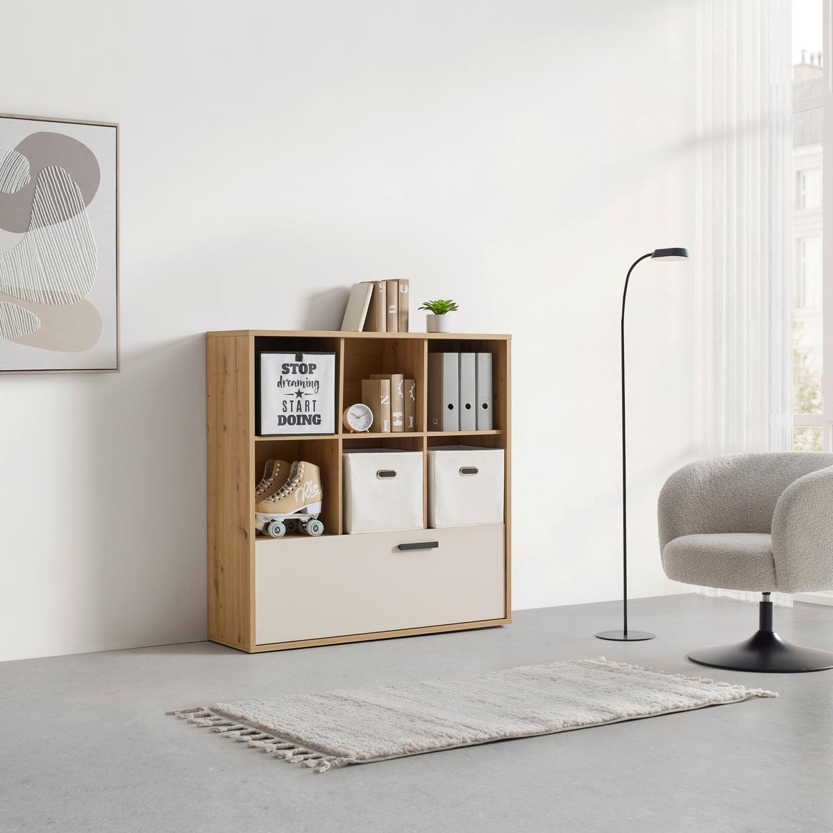 Regal Casa Mia Kaschmir/Eiche Artisan - Kaschmir/Anthrazit, KONVENTIONELL, Holzwerkstoff/Metall (120/121/36cm) - Mömax