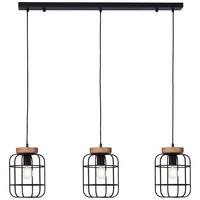 Hängeleuchte Gwen Braun/Schwarz max. 40 Watt - Schwarz/Braun, Design, Holz/Metall (100/20/142cm) - Brilliant