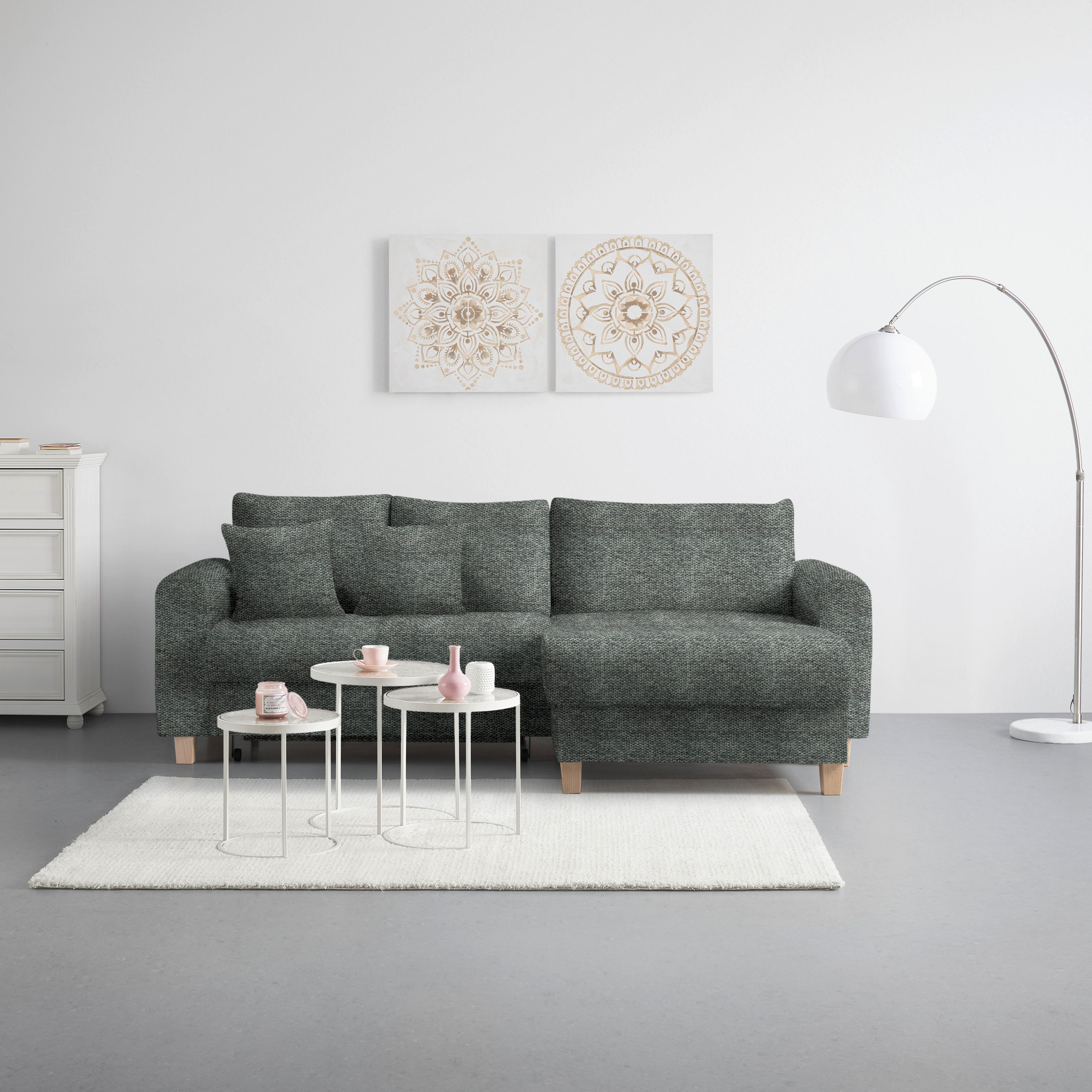 Wohnlandschaft Lille Graphitfarben - Hellbraun/Graphitfarben, MODERN, Holz/Textil (232/110/156cm) - Mömax