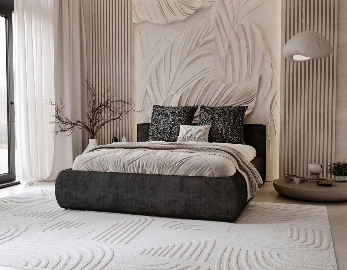 Polsterbett Olive Schwarz ca. 160x200 - Sandfarben/Schwarz, KONVENTIONELL, Holzwerkstoff/Kunststoff (160/200cm) - Mömax