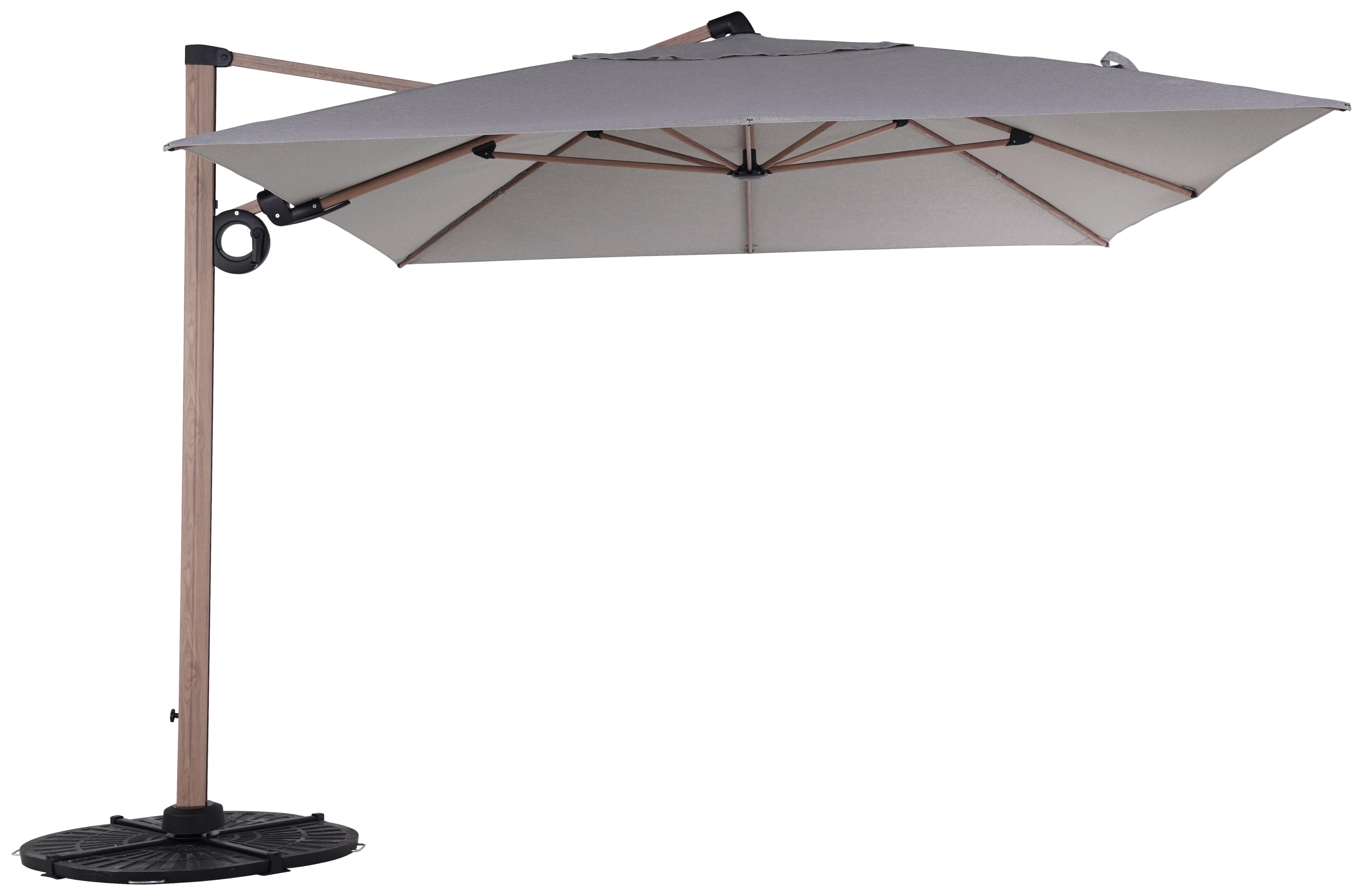 Ampelschirm Elian in Natur/Schwarz - Beige/Schwarz, Modern, Kunststoff/Textil (300/250/300cm) - Premium Living