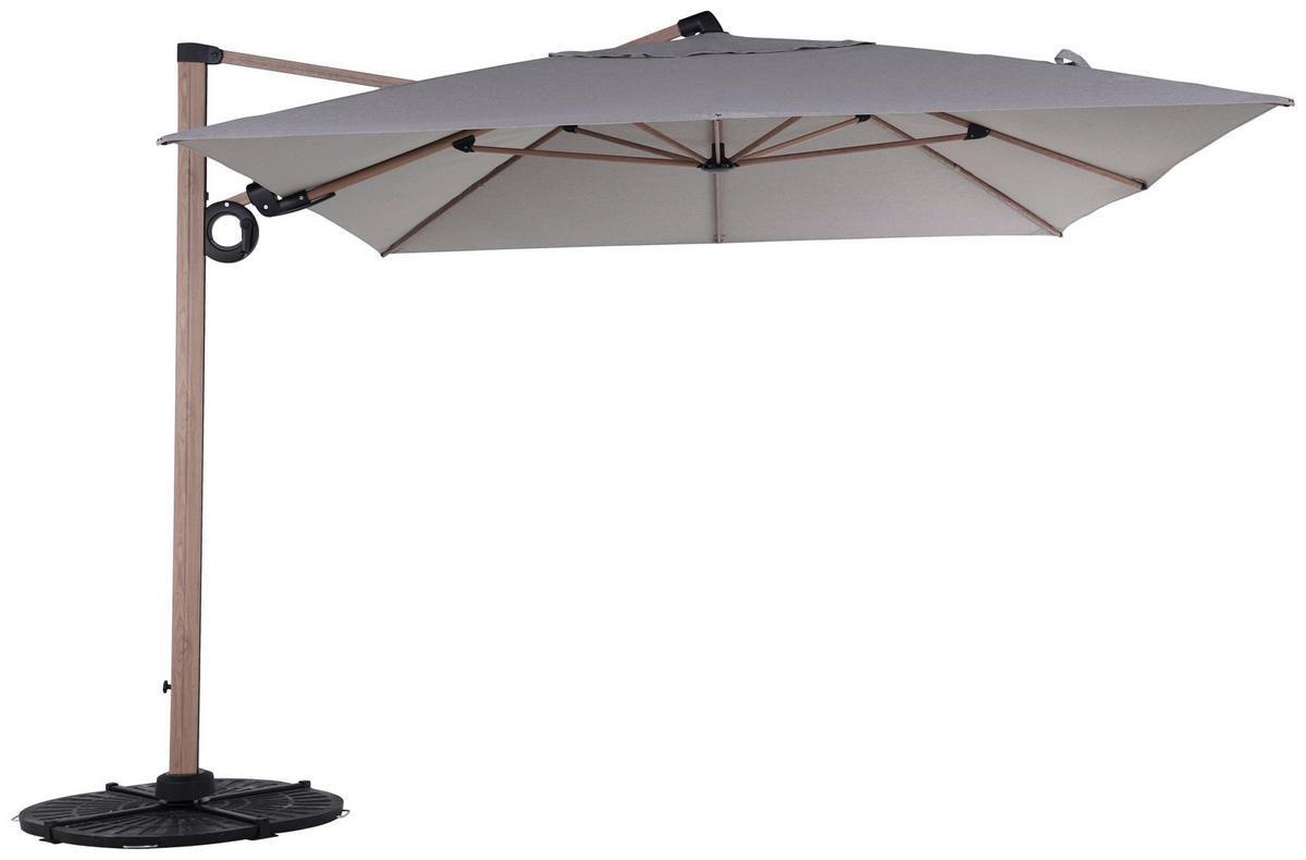 Ampelschirm Elian in Natur/Schwarz - Beige/Schwarz, Modern, Kunststoff/Textil (300/250/300cm) - Premium Living