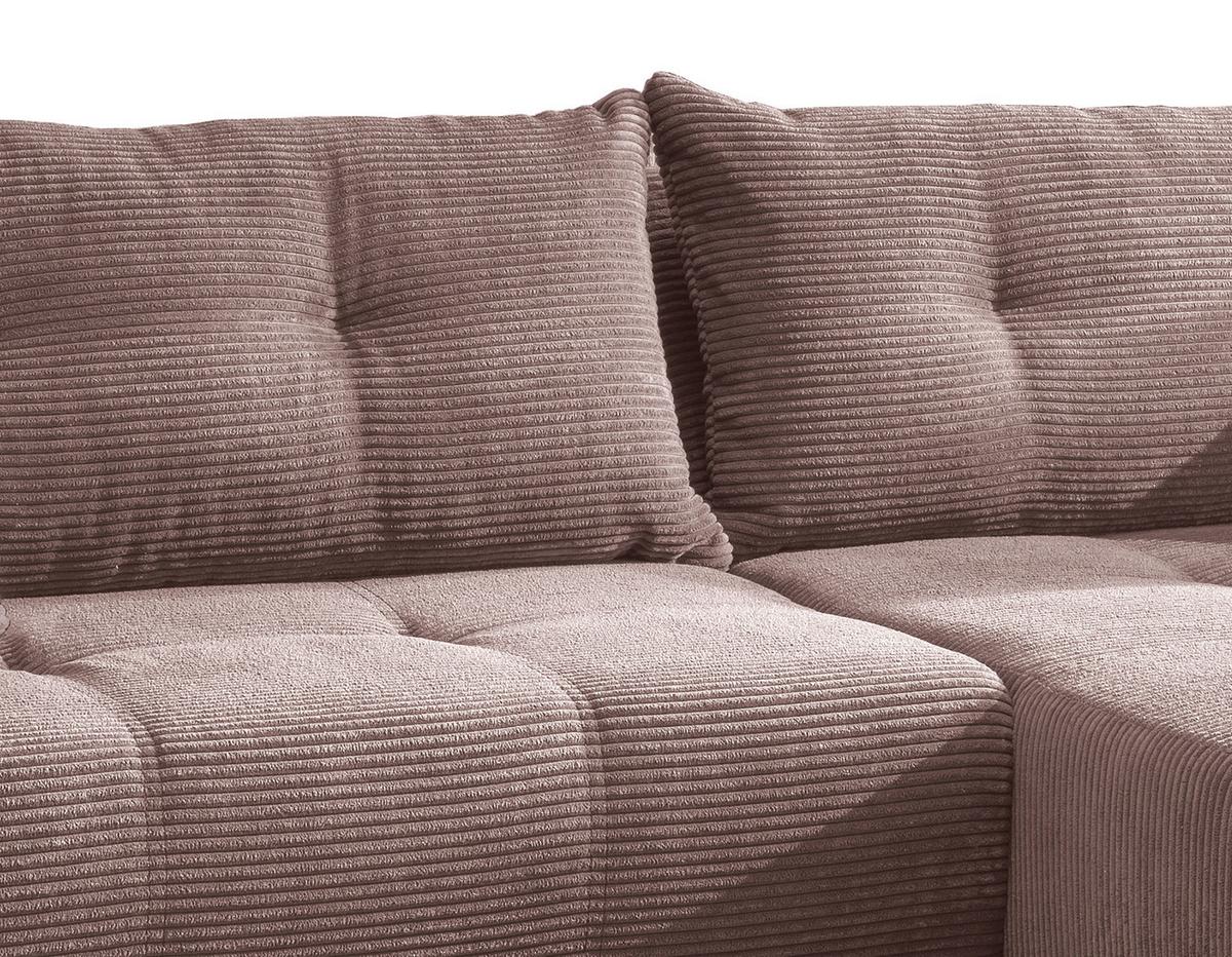 Wohnlandschaft Restato Rosa Cord - Schwarz/Rosa, MODERN, Holz/Textil (246/177cm) - MID.YOU