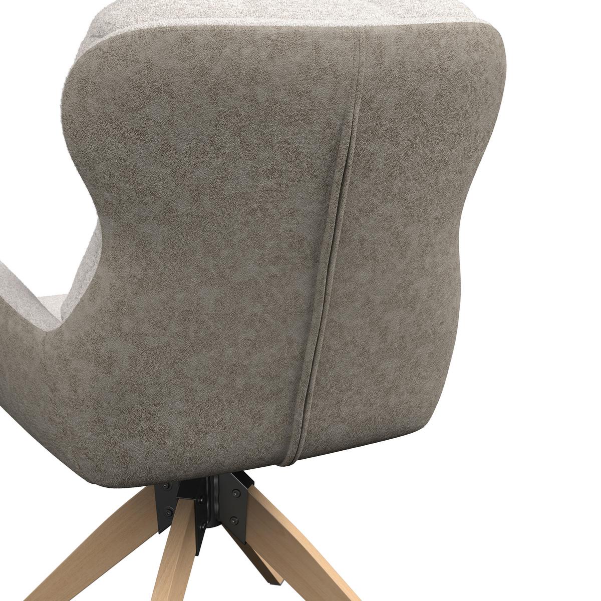 Armlehnstuhl Neelia Greige Webstoff Drehbar Gepolstert - Greige/Naturfarben, MODERN, Holz/Textil (59,5/93/69cm) - Bessagi Home