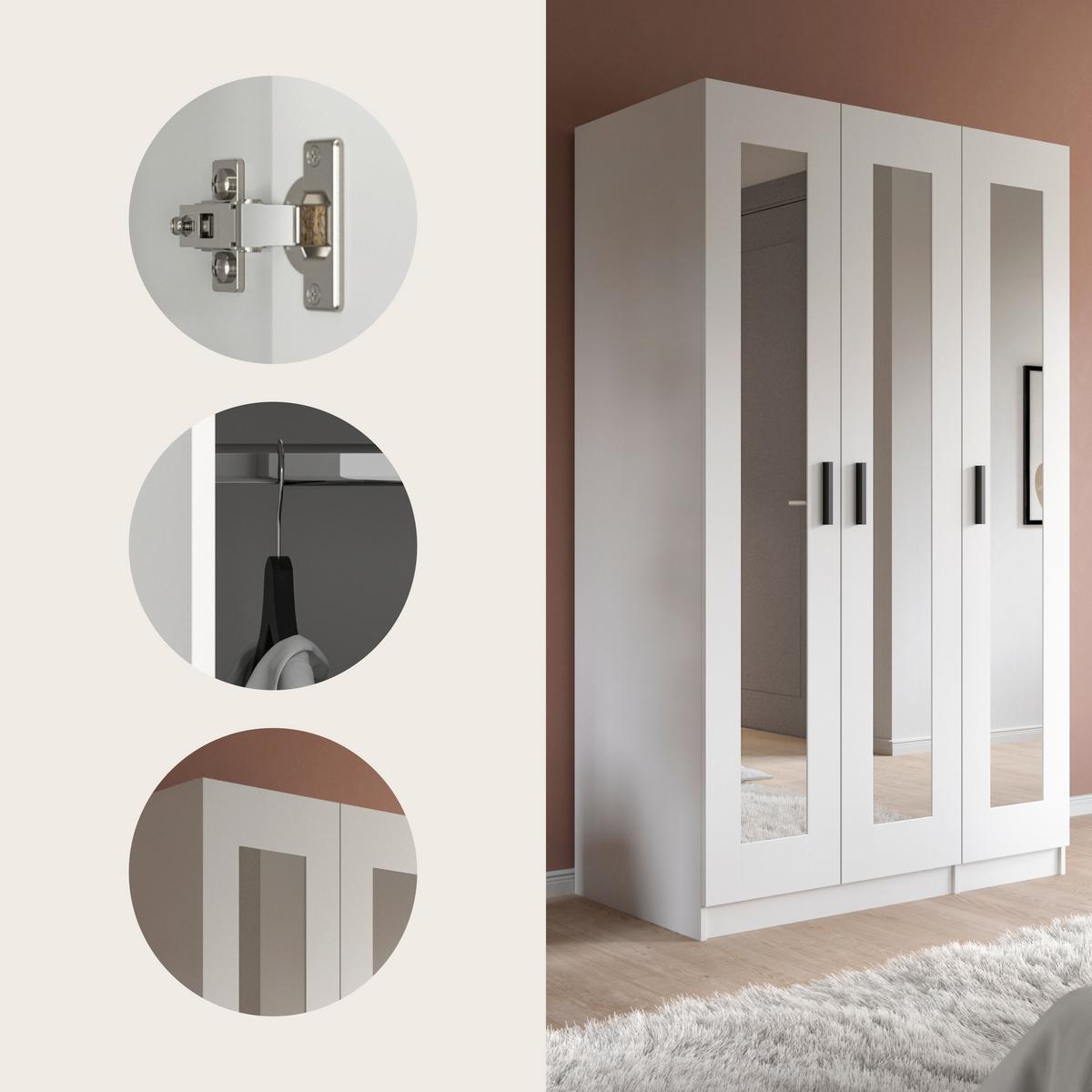 Drehtürenschrank Visby Weiß - Schwarz/Weiß, ROMANTIK / LANDHAUS, Holzwerkstoff/Kunststoff (120/195/56cm) - Livetastic