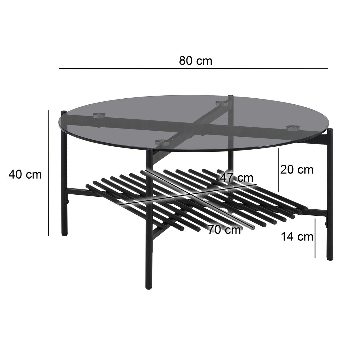 Couchtisch Wl7.320 - Schwarz, Design, Glas/Metall (80/80/40cm) - MID.YOU