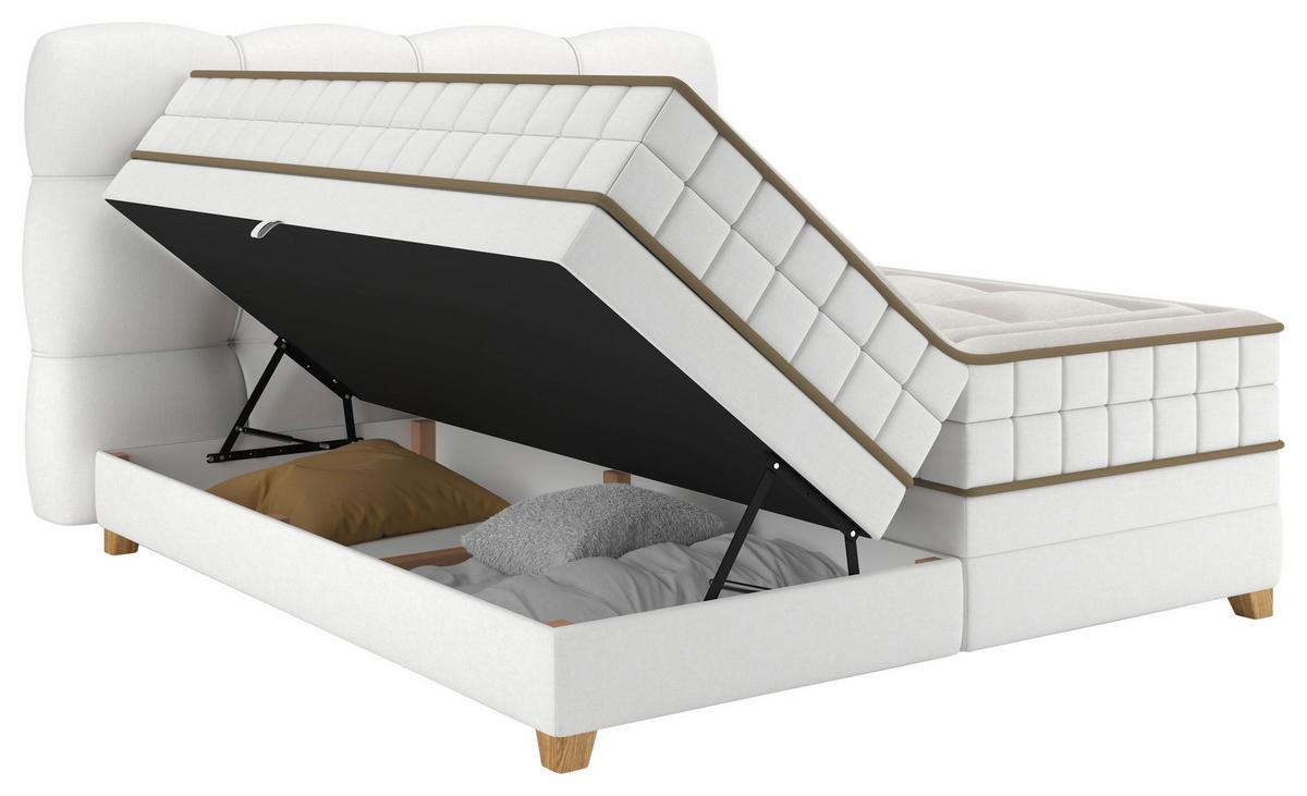 Boxspringbett Bianco Beige ca. 160x200cm - Beige, KONVENTIONELL, Holz/Holzwerkstoff (160/200cm) - Premium Living