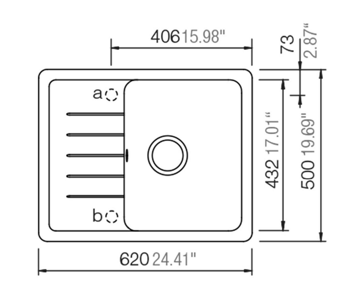 Spüle Toronto 100, in Schwarz - Schwarz, Modern, Stein (62/50cm) - Sistant