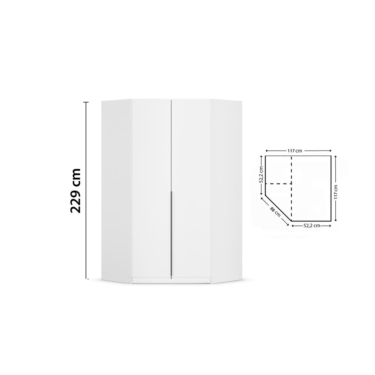 Kutni Ormar Za Odjeću Alabama - bijela/siva, Moderno, drvni materijal (117/229/117cm) - Modern Living