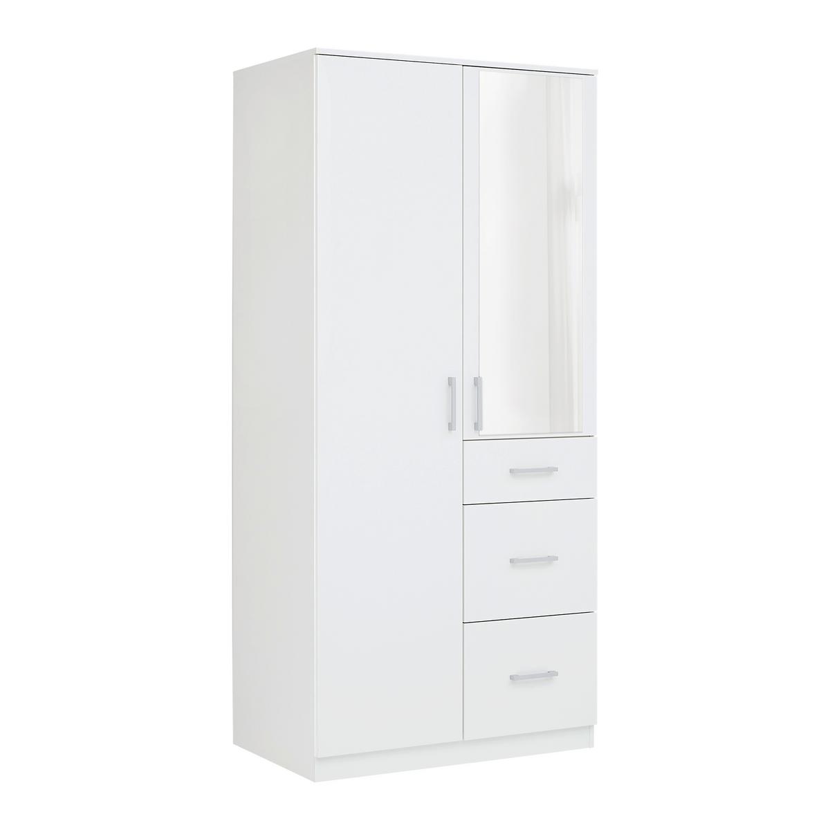 Drehtürenschrank Lasse Weiß - Weiß, KONVENTIONELL, Holz (90/196/55cm) - Mömax