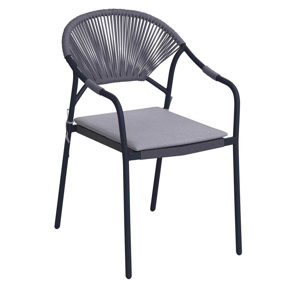 Gartengarnitur "Carina", hellgrau/grau - Dunkelgrau/Hellgrau, Modern, Kunststoff/Textil (150/90/73cm) - Bessagi Garden