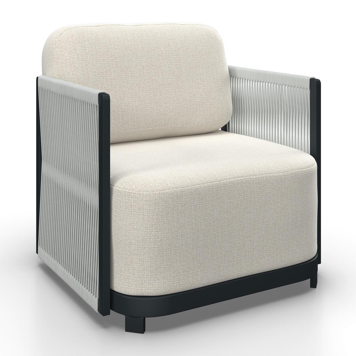 Loungegarnitur Coralie Creme Metall/Outdoorstoff +Abdeckung - Anthrazit/Creme, MODERN, Textil/Stein (155/62cm) - Bessagi Garden