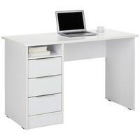 Íróasztal Fehér 3 Fiókkal Student - krómszínű/fehér, Konventionell, faalapú anyag/fém (120/76/55cm) - Best Price