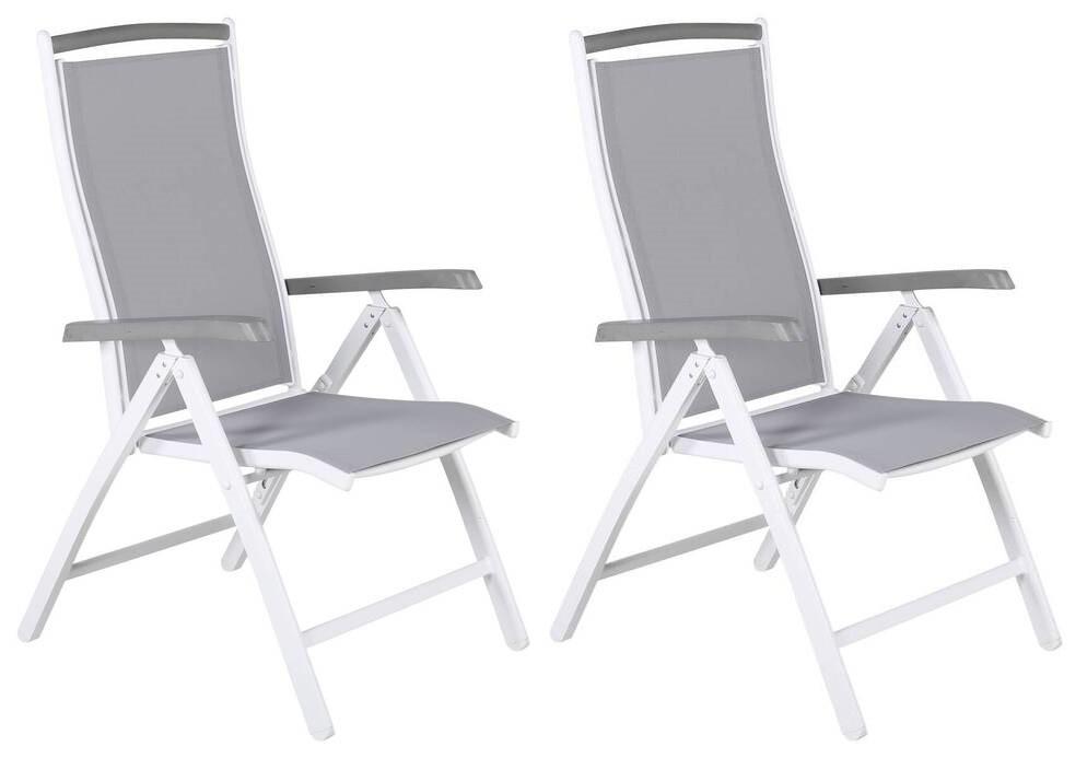 Gartensessel-2er Set Albany ca. 60x110x60 cm Weiß/Grau - Weiß/Grau, KONVENTIONELL, Metall (60/110/60cm) - Gardenson