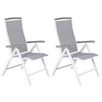 Gartensessel-2er Set Albany ca. 60x110x60 cm Weiß/Grau - Weiß/Grau, KONVENTIONELL, Metall (60/110/60cm) - Gardenson