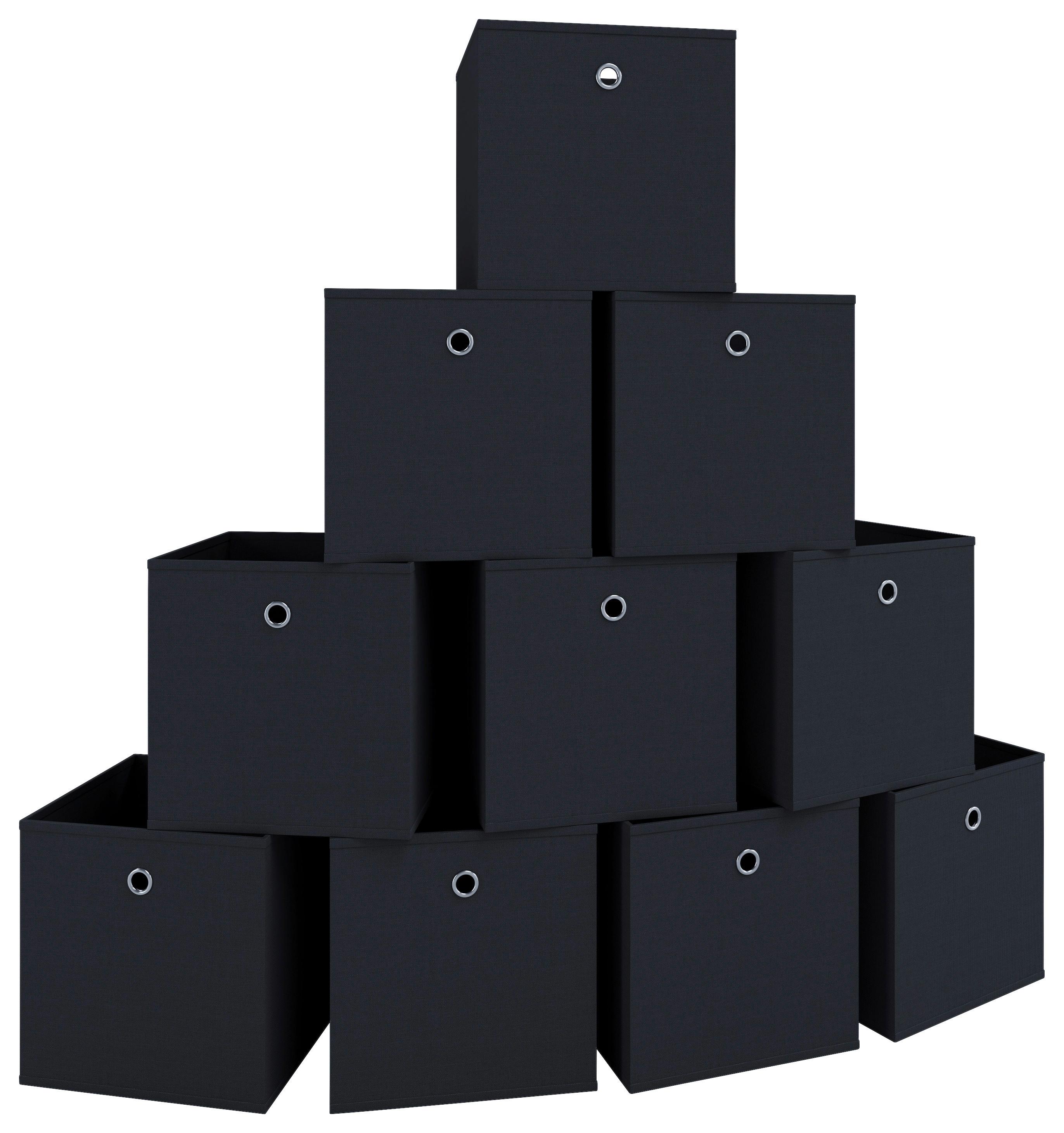 Faltbox Boxas Schwarz - Schwarz, MODERN, Textil (27/28/27cm) - MID.YOU
