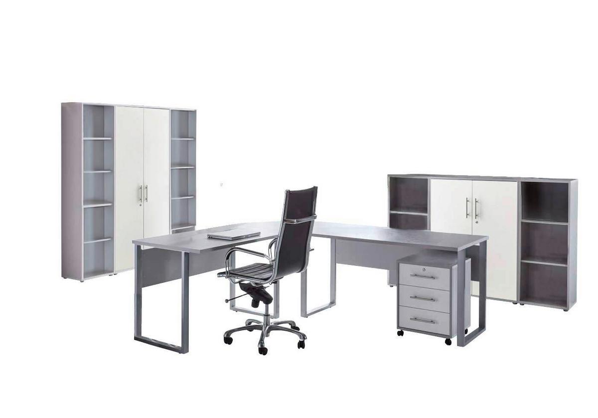 Büro Office Edition Set 5 Grau - Weiß/Grau, MODERN, Holzwerkstoff - MID.YOU