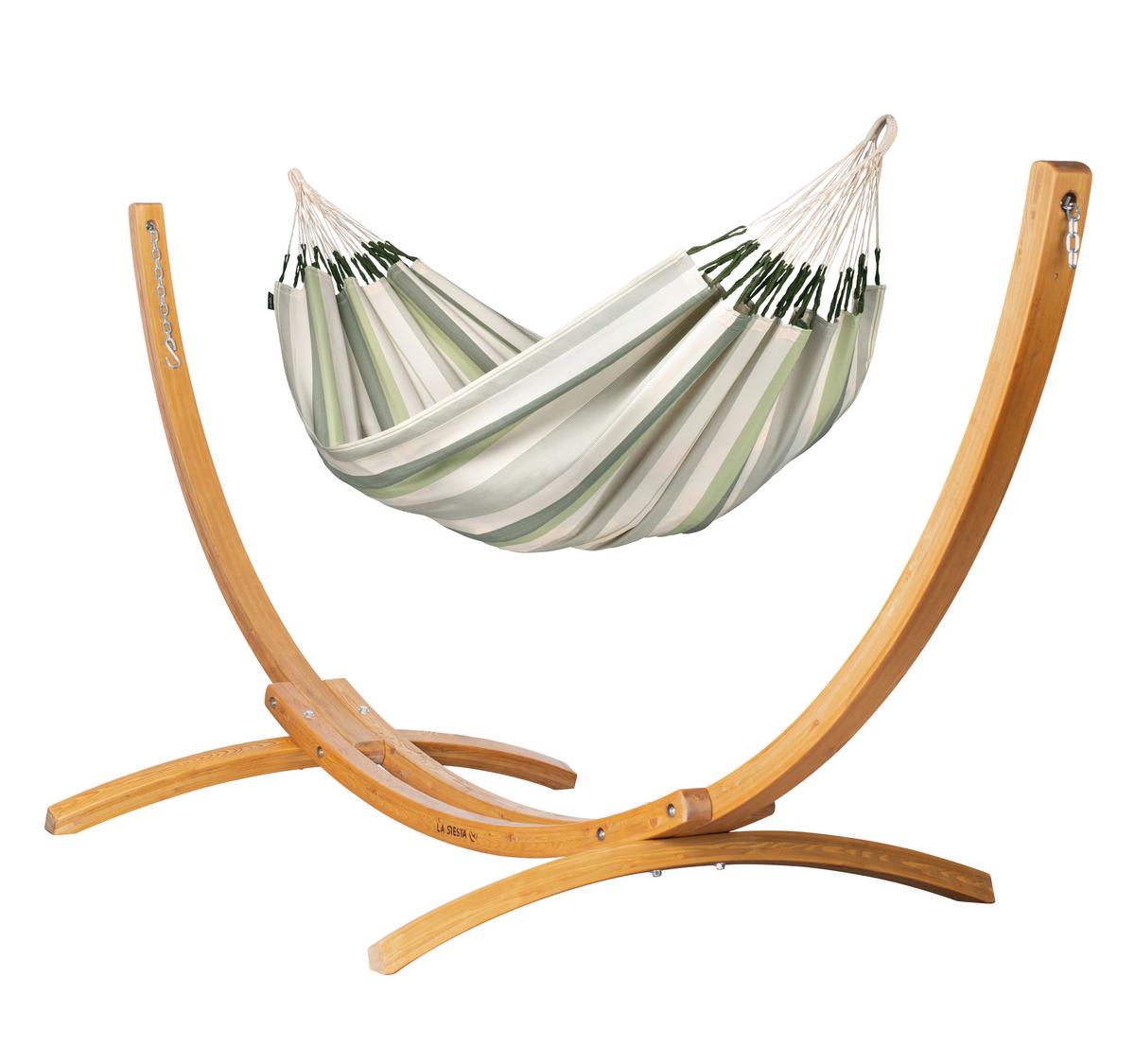 Hängematte Classic Double Hammock Outdoor Weiß/Grün - Weiß/Hellgrün, KONVENTIONELL, Textil (160/350cm) - La Siesta