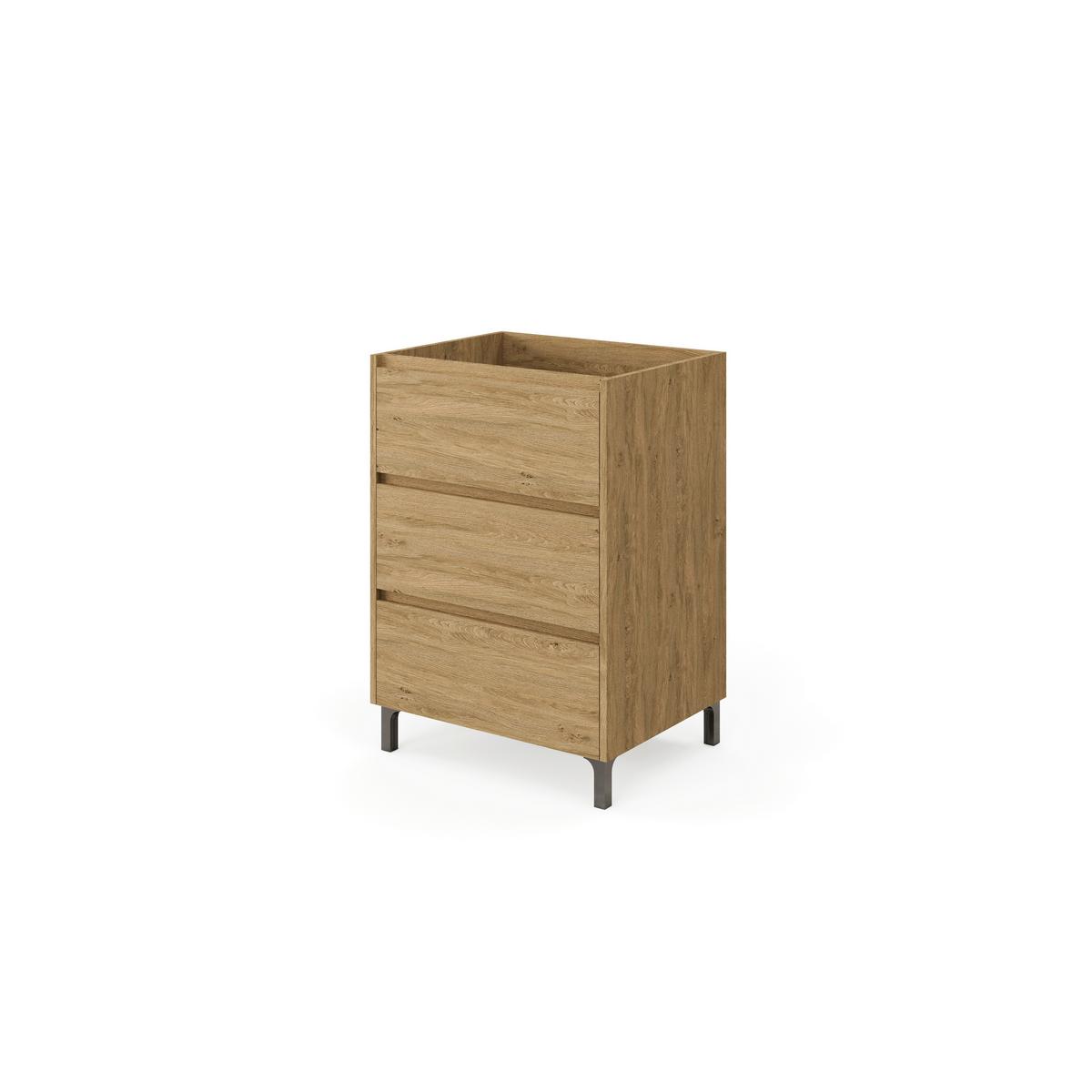 Element Ispod Umivaonika Lisbona - boje kroma/divlji hrast, Basics, drvni materijal/plastika (60/74/46cm)