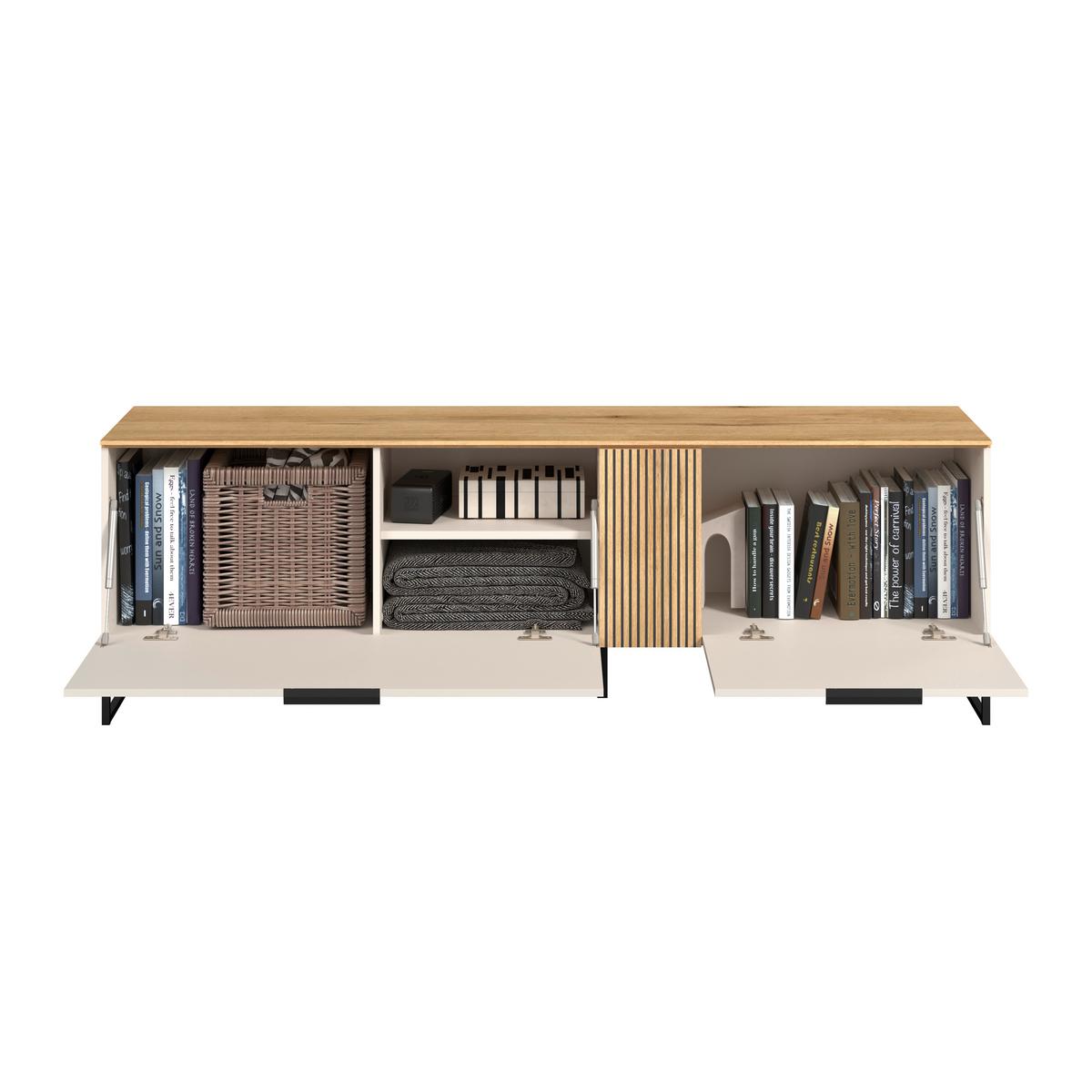 Comodă TV KING - cașmir/culoare lemn stejar, Modern, material pe bază de lemn (170/54/40cm) - Modern Living